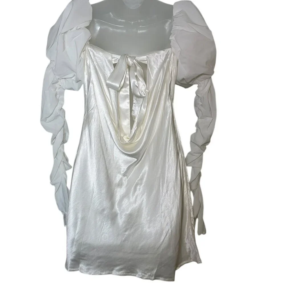 For Love & Lemons Hazel Bridal Mini Dress M Strapless Gloves NWT